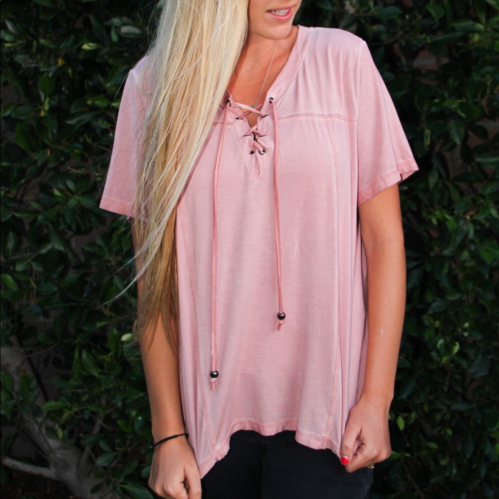Dusty Pink Laced up Tie Top